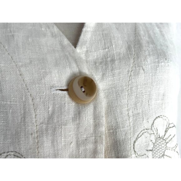Harve Benard Vintage Linen Button Front Cardigan Sz 10 Womens White 3/4 Sleeve - Picture 6 of 15